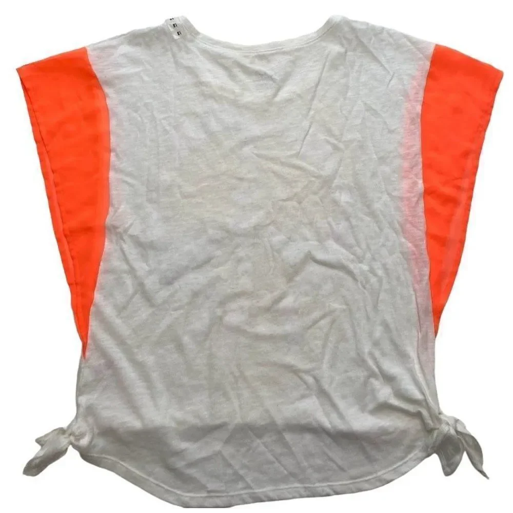 Justice Girls Top White Neon Dream Catcher Peace Butterfly Side Knot Sz‎ 18 NEW